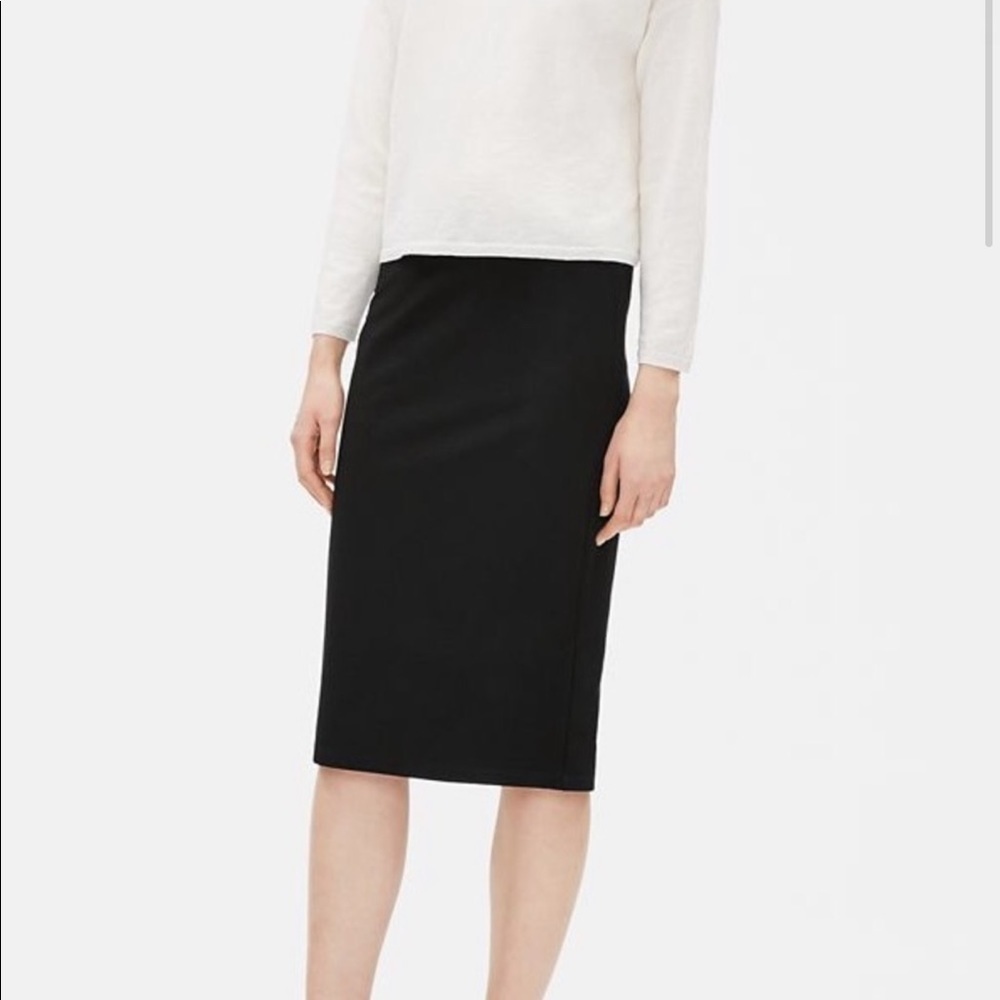 Eileen Fisher Black Stretch Career Pencil Skirt Side Zip Women’s Size M